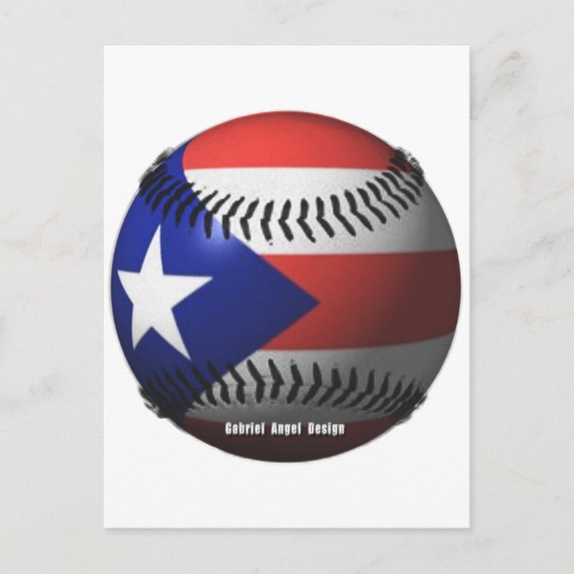 Puerto Rico Flag Covering a Baseball Postcard (Front)