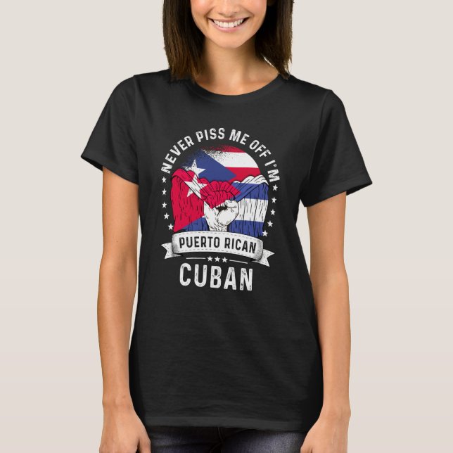 Puerto Rico Flag Cuba Grown Humor Pride T-Shirt (Front)