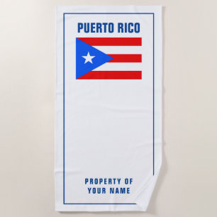 Puerto Rico flag custom beach towel gift with name