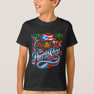 Puerto rico flag floral frog boricua hispanic T-Shirt