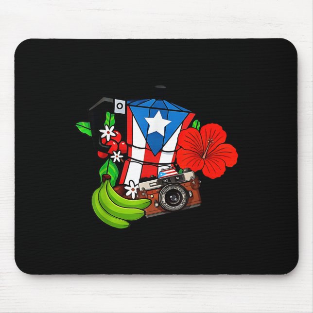 Puerto Rico Flag Floral Frog Boricua Women Hispani Mouse Pad (Front)