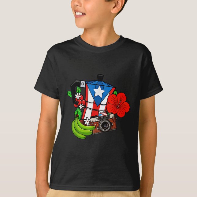 Puerto Rico Flag Floral Frog Boricua Women Hispani T-Shirt (Front)