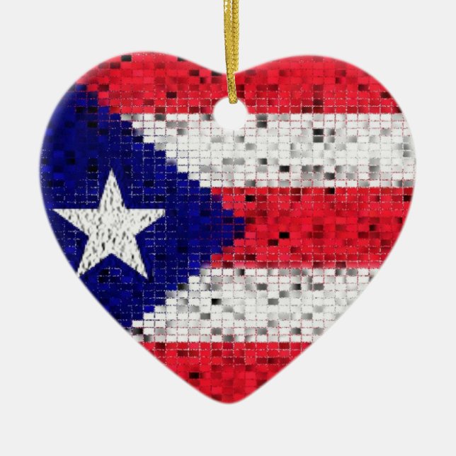 Puerto Rico Flag glitter ornament (Front)