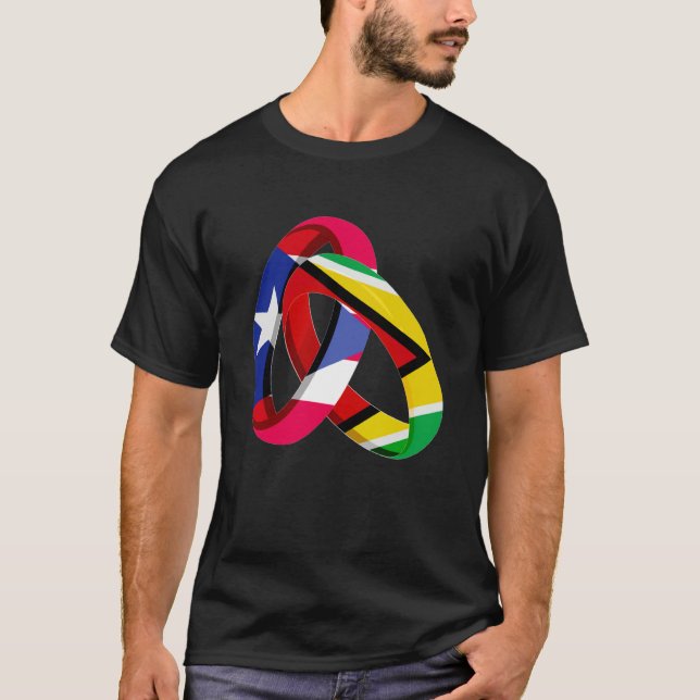 Puerto Rico Flag Guyana Grown Ring Marriage Weddin T-Shirt (Front)