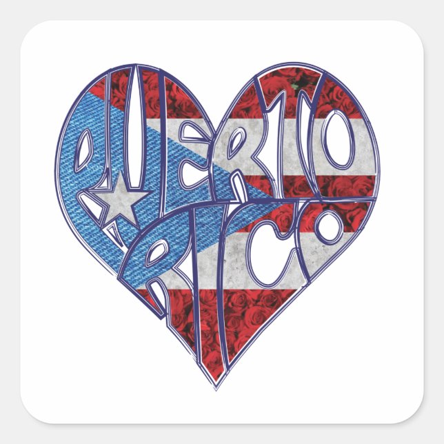 Puerto Rico Flag Heart Sticker  (Front)