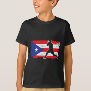 Puerto Rico Flag Lacrosse Lover Lax Player Us Flag T-Shirt