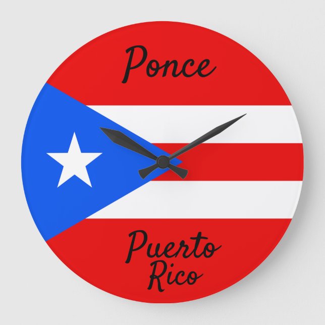 Puerto Rico Flag Large Clock (Front)