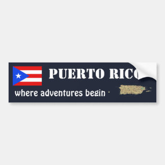 Puerto Rico Flag + Map Bumper Sticker