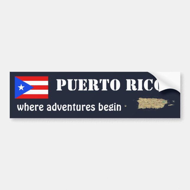 Puerto Rico Flag + Map Bumper Sticker (Front)