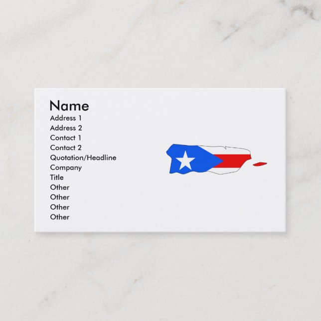 Puerto Rico Flag Map Business Card (Front)