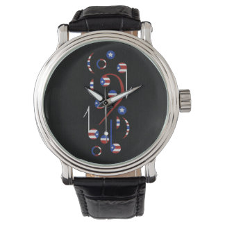 Puerto Rico Flag Musical Notes Watch