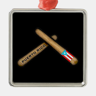 Puerto Rico Flag Percussion Sticks I Palitos  Metal Ornament