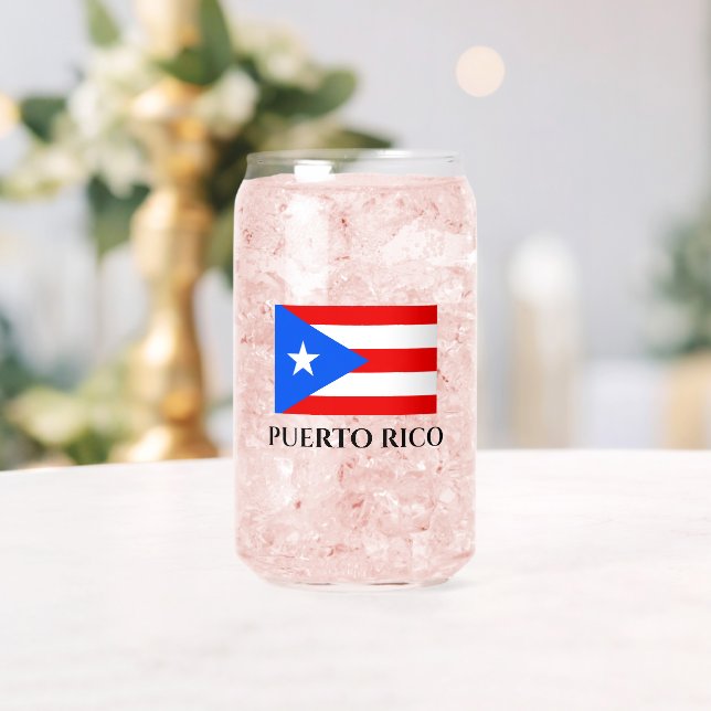 Puerto Rico flag personalized can shaped glass (Insitu (Wedding))