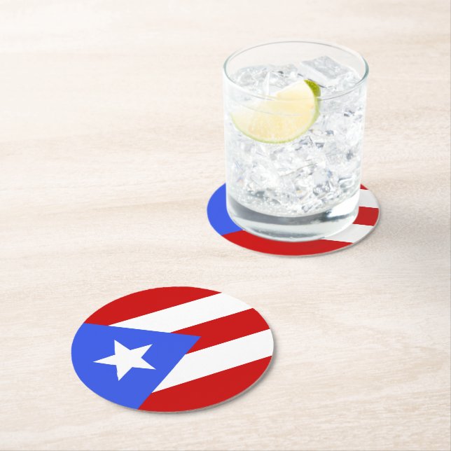 Puerto Rico flag Round Paper Coaster (Insitu)