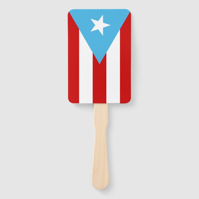 Puerto Rico Flag Sky Blue Hand Fan (Front)