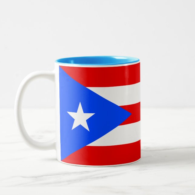 Puerto Rico Flag Two-Tone Coffee Mug (Left)