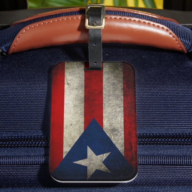 Puerto Rico Flag Vintage Custom Luggage Tag (Front Insitu 2)