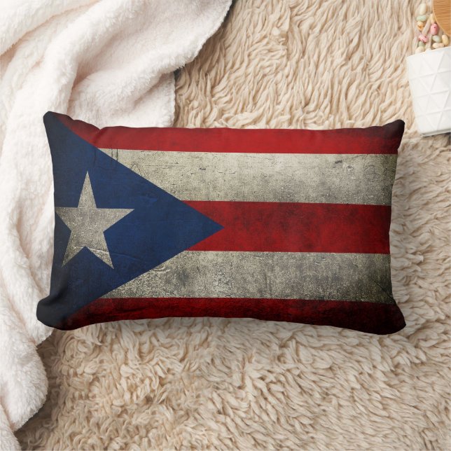 Puerto Rico Flag Vintage Custom Lumbar Pillow (Blanket)