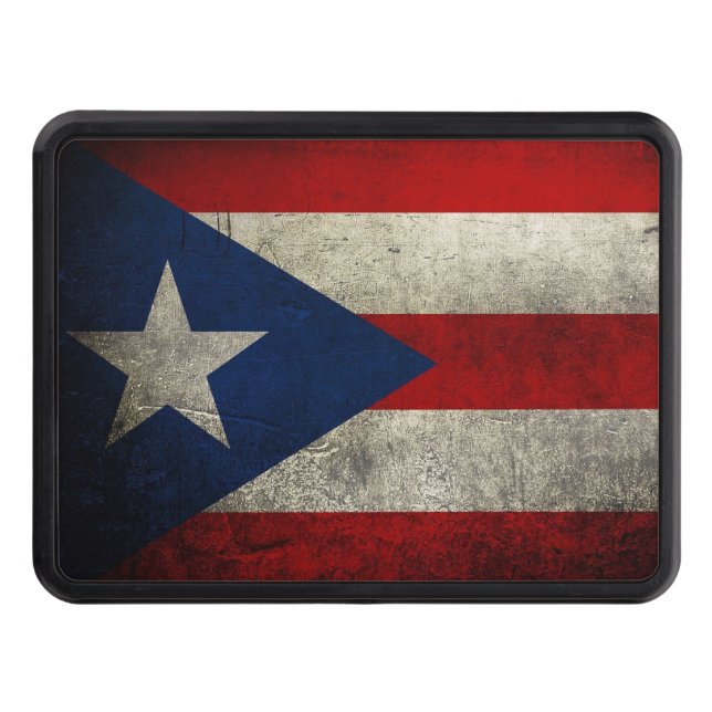 Puerto Rico Flag Vintage Custom Trailer Hitch Cover (Front)