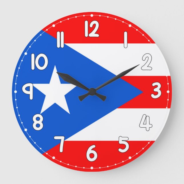 Puerto Rico Flag Wall Clock – Flag for Home Decor (Front)