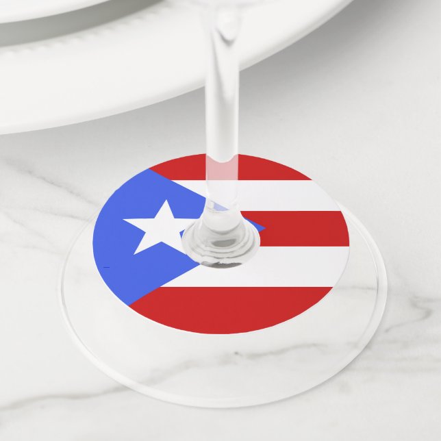 Puerto Rico flag Wine Glass Tag (Close Up)