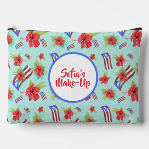 Puerto Rico flag with flor de maga boricua Accessory Pouch