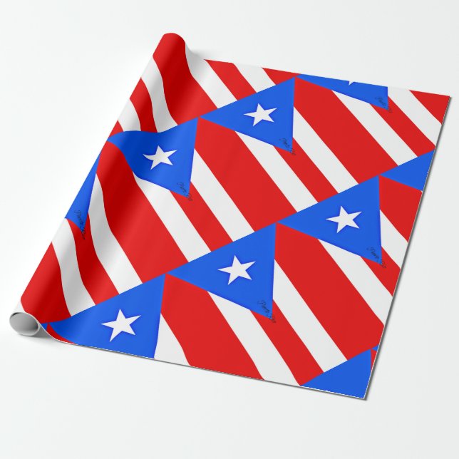 Puerto Rico flag Wrapping Paper (Unrolled)
