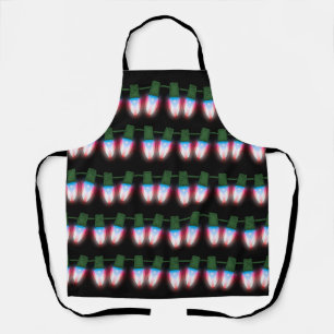 Puerto Rico Flag Xmas Lights Apron