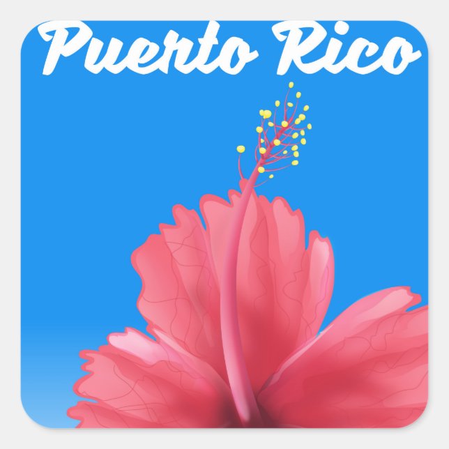 Puerto Rico Flor de maga travel poster Square Sticker (Front)