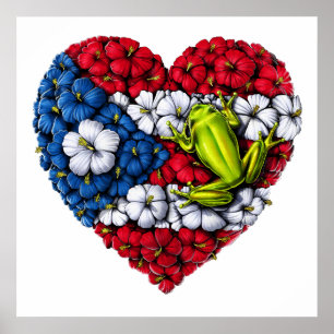 Puerto Rico Floral Heart Poster