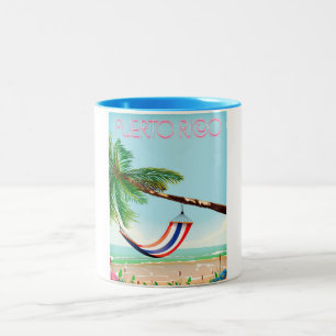 Puerto Rico Hammock travel poster Two-Tone Coffee Mug