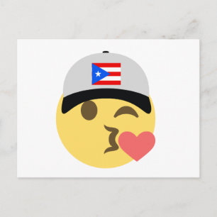 Puerto Rico Hat Kiss Emoji Postcard