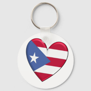 Puerto Rico Heart Flag Keychain