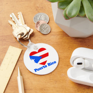 Puerto Rico Heart Flag Keychain