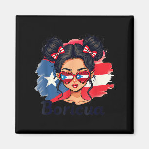 Puerto Rico Hispanic Heritage Messy Bun Puerto Ric Magnet