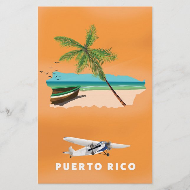 Puerto Rico illustrated map travel poster. (Front)