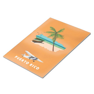 Puerto Rico illustrated map travel poster. Notepad