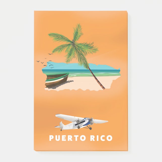 Puerto Rico illustrated map travel poster. Post-it Notes (Front)