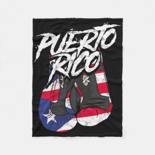 Puerto Rico In Boxing Gloves - Hispanic Boxing Fig Fleece Blanket
