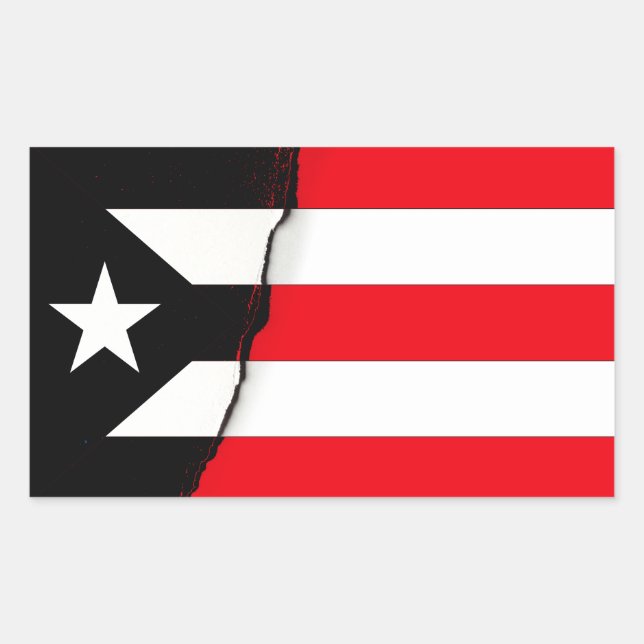 Puerto Rico Independence Black and White Flag Sticker (Front)