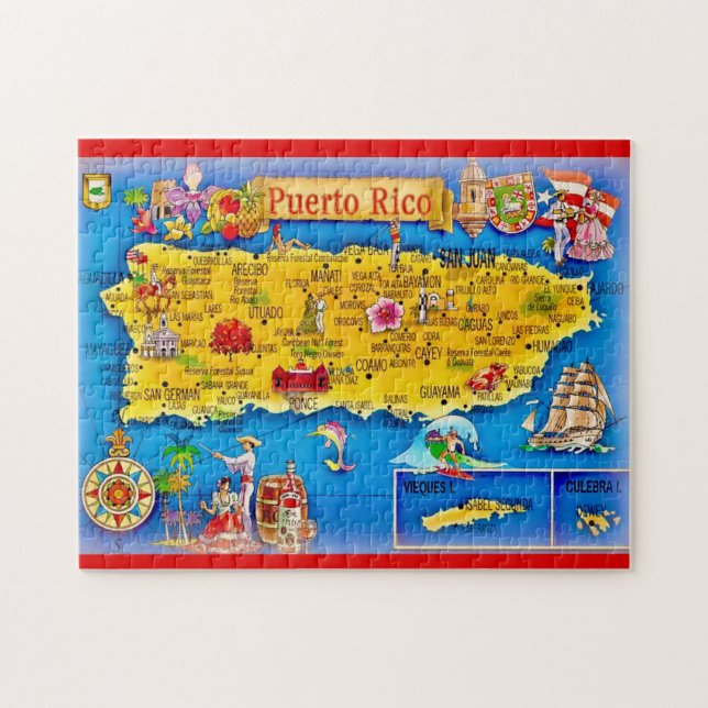 Puerto Rico Island Map 11x14 Puzzle (Horizontal)
