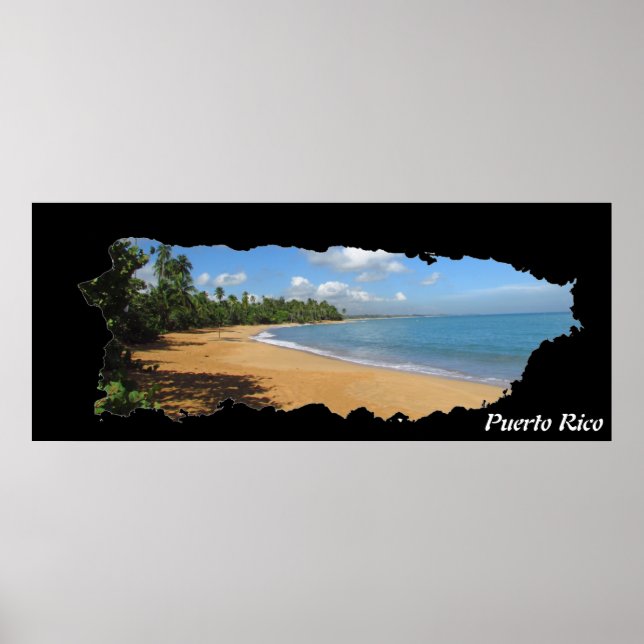 Puerto Rico Island Map Luquillo Beach Poster (Front)