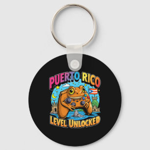 Puerto Rico Level Unlocked Gamer Coqui Frog Keychain