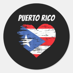 Puerto Rico Love Heart Flag Gift Puerto Rican Rais Classic Round Sticker