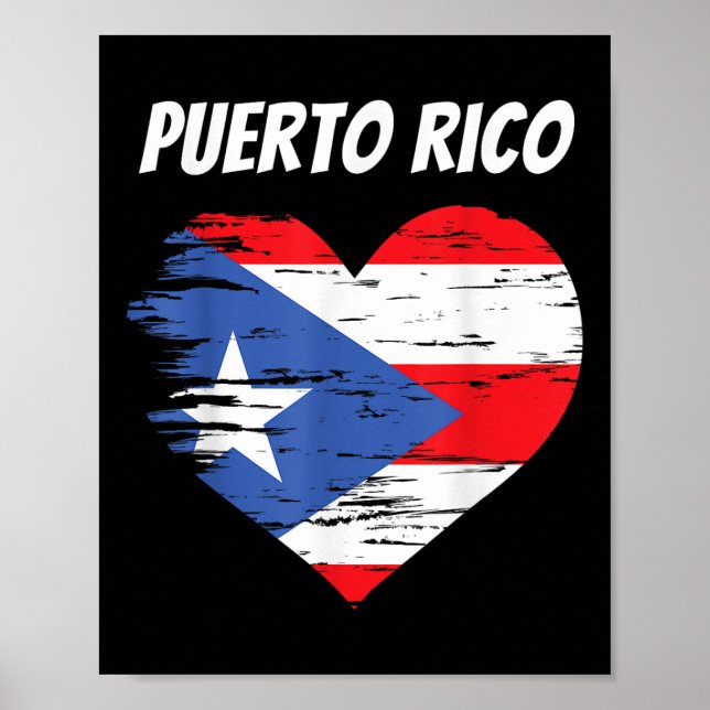 Puerto Rico Love Heart Flag Gift Puerto Rican Rais Poster (Front)
