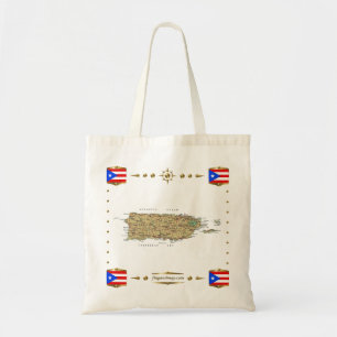 Puerto Rico Map + Flags Bag