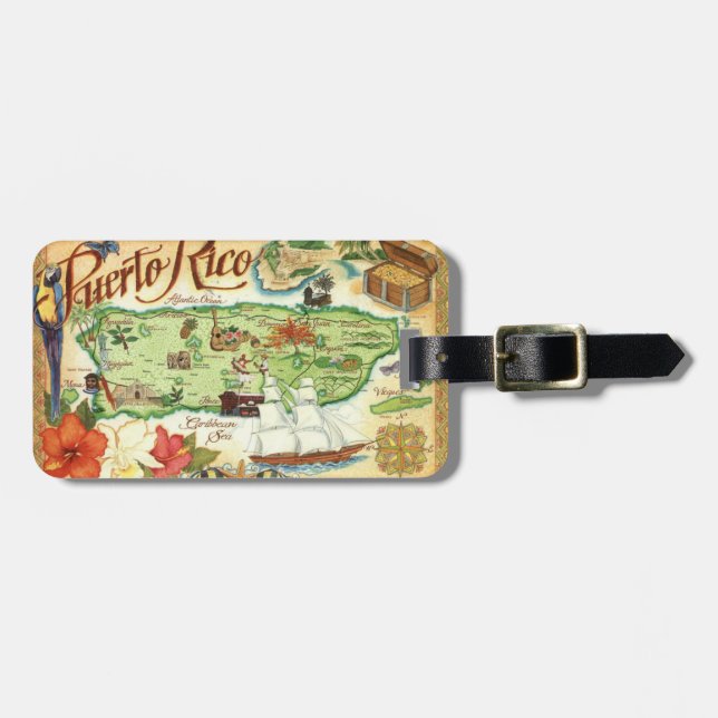 Puerto Rico Map Luggage Tag (Front Horizontal)