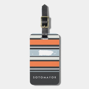 Puerto Rico Map: Modern Stripes: Personalized Luggage Tag