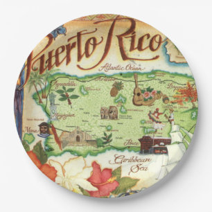 Puerto Rico Map  Paper Plate