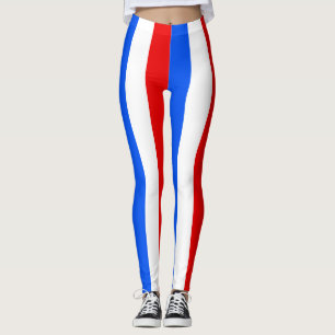 Puerto Rico National Flag Colours Vertical Striped Leggings
